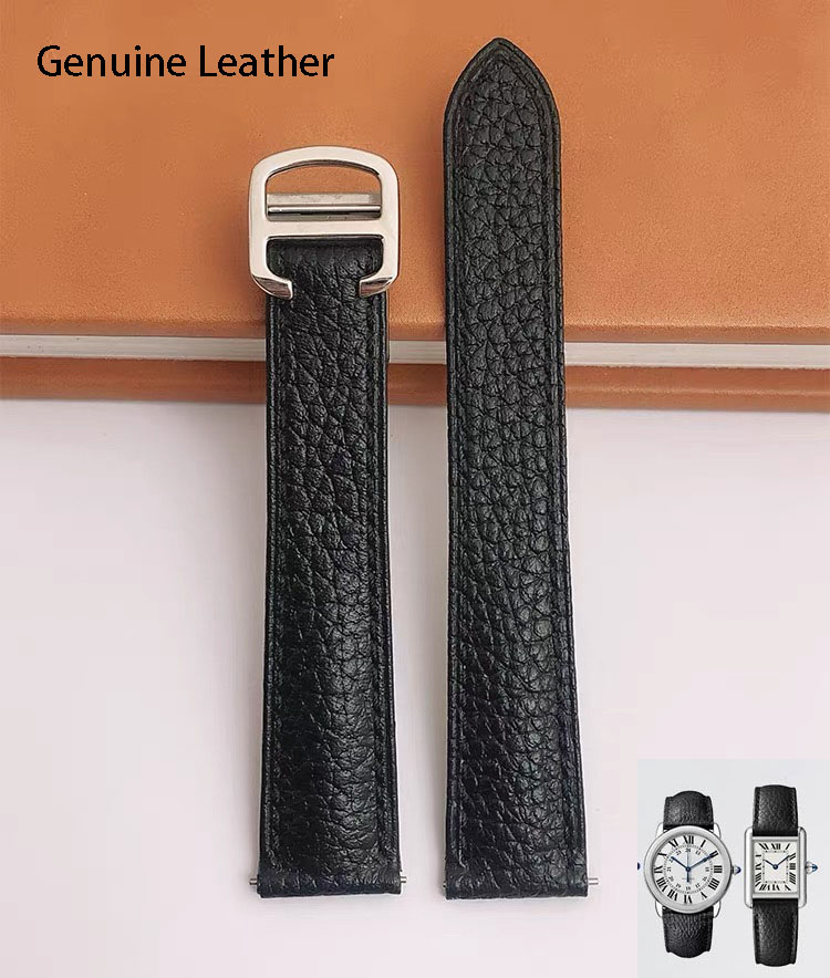 Cartier Watch Santos - Genuine Leather Watch Strap Suitable for