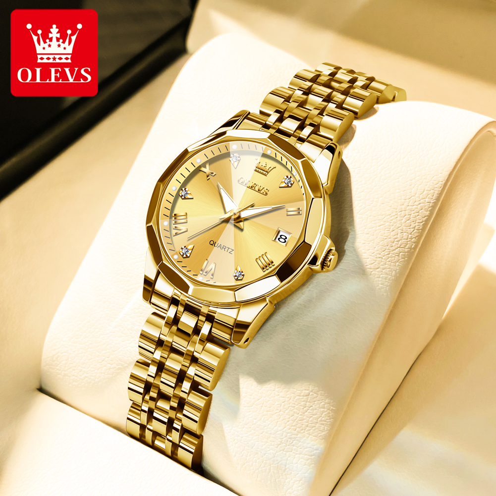 Minimalist Thin Watch - OLEVS Fashion Golden Watch for Women