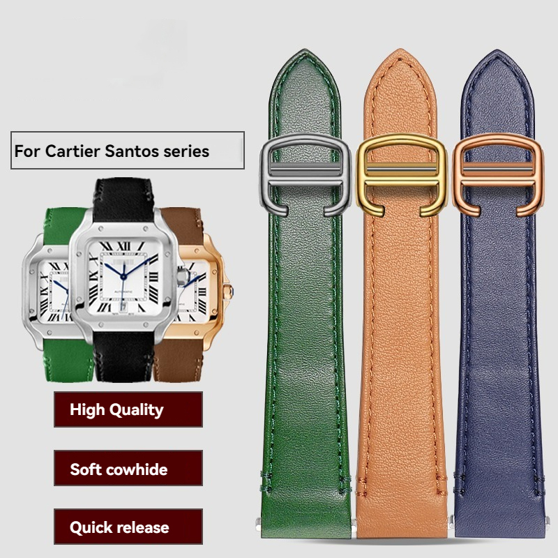 19mm 21mm Leather Watchband fo - đánh giá và giá Cartier Watch Santos