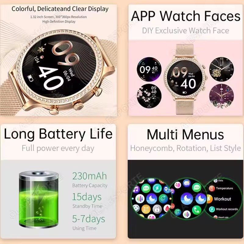 Elegant Ladies' Smartwatch Blu - đánh giá và giá Smartwatch Health Watches For Women